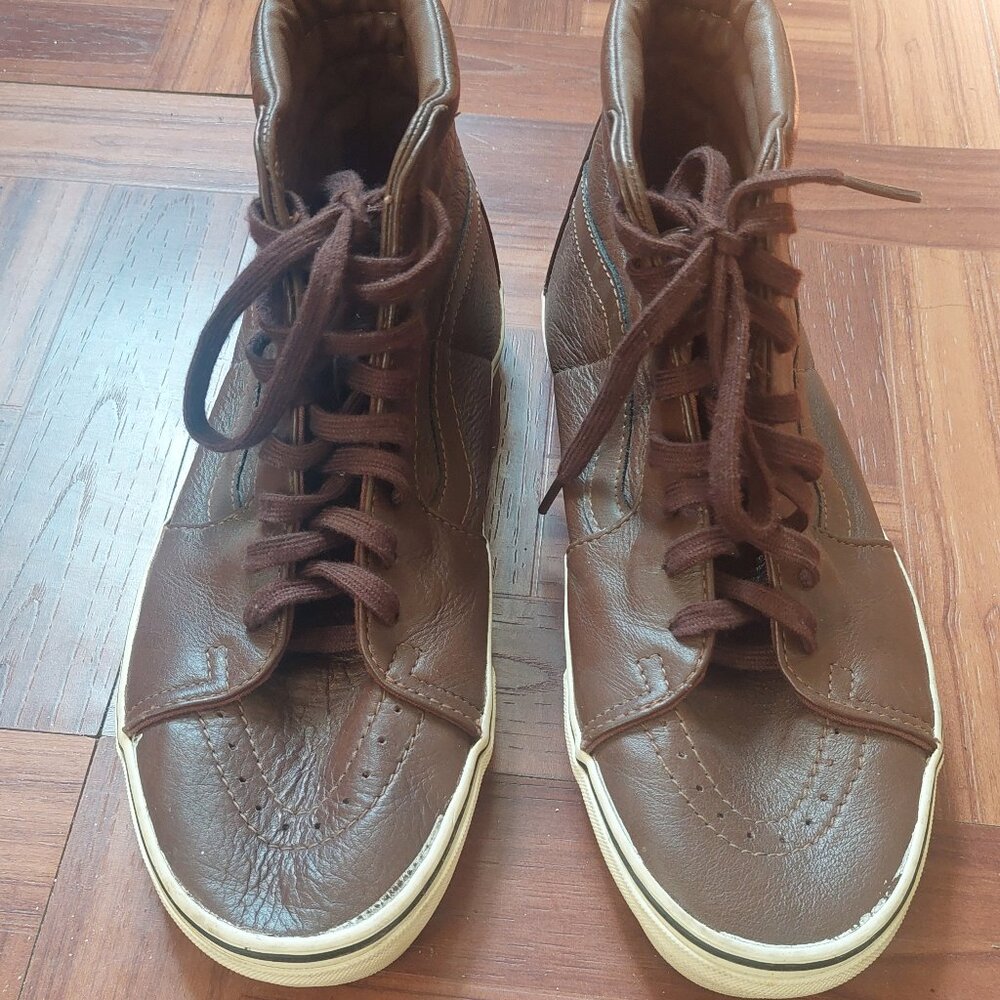 Vans Sk8-Hi Brown Leather High Top Sneakers – Men’s Size 9 / Women’s 10.5